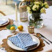 HAND BLOCK TABLECLOTH - COBALT BLUE MOTIF