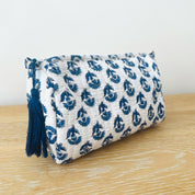 WASH BAG + MAKE UP POUCH SET - BLUE FLOWER