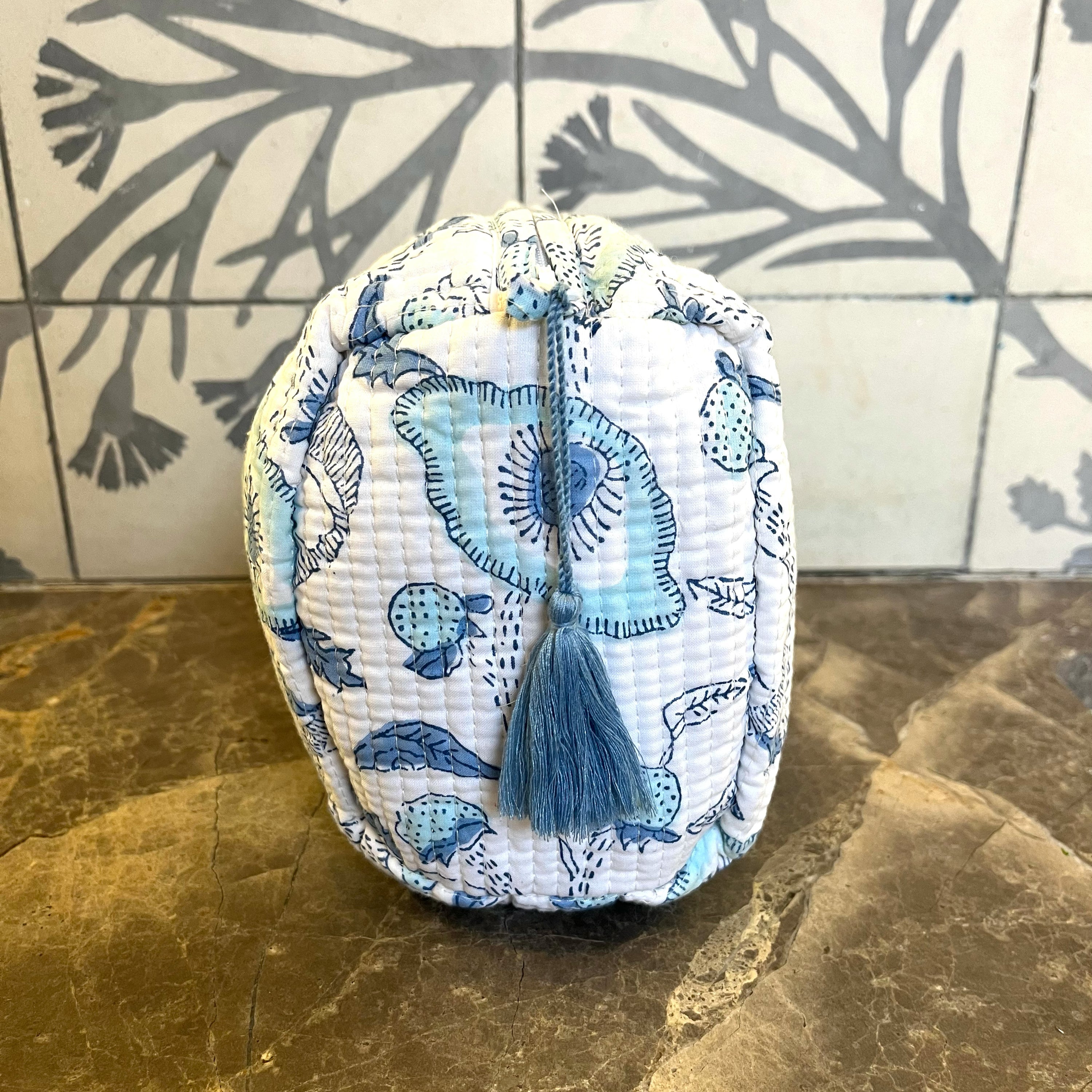 COTTON WASH BAG - BLUE BUTTERCUP