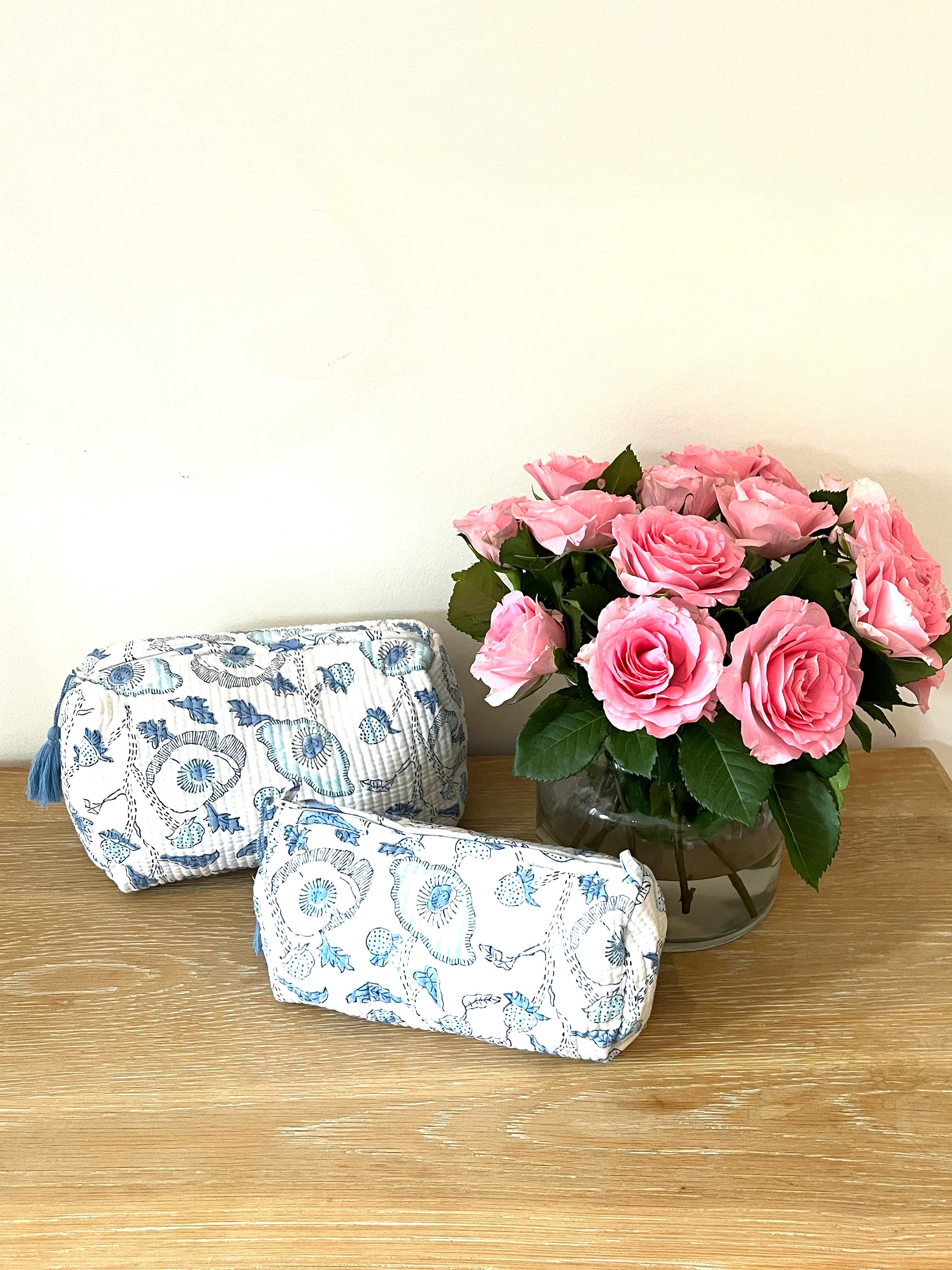 COTTON WASH BAG - BLUE BUTTERCUP