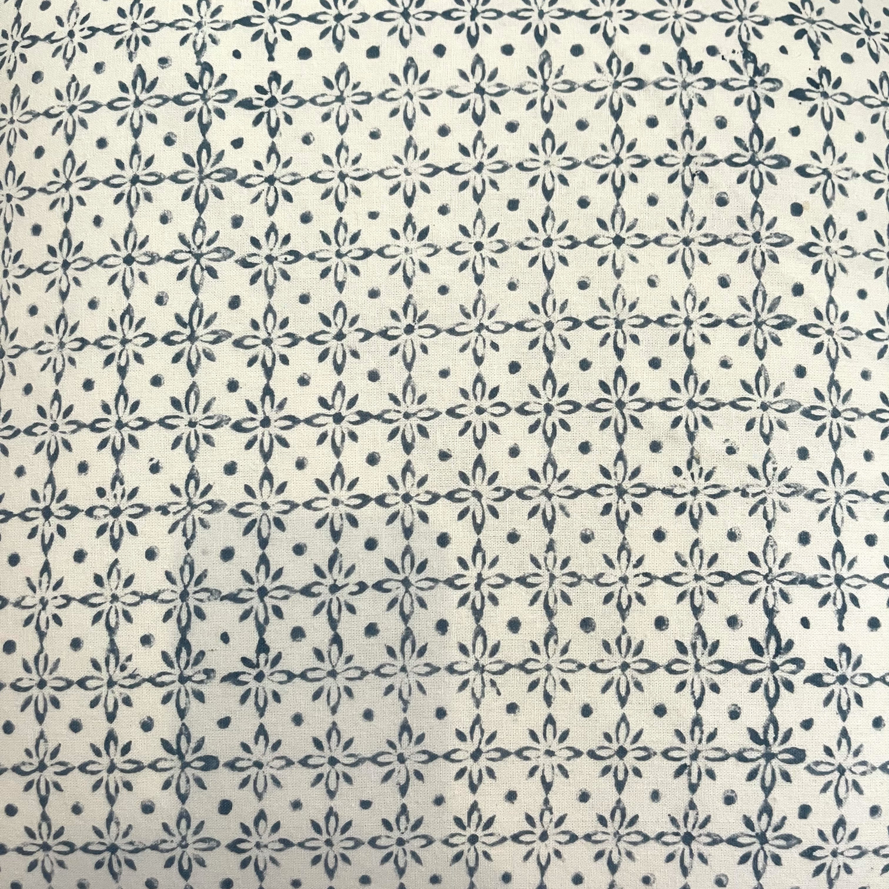 PURE VELVET AND HAND BLOCK COTTON CUSHION - PETROL BLUE