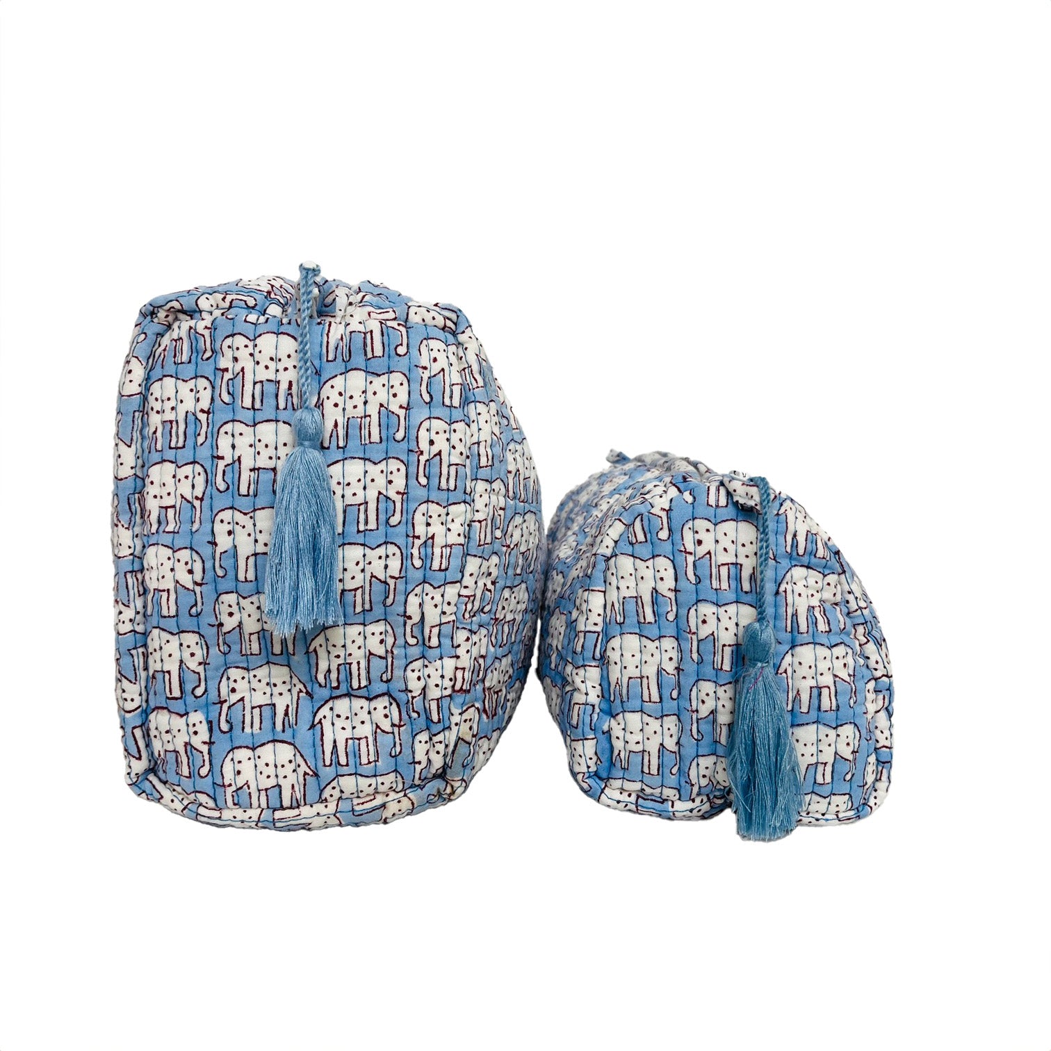 COTTON WASH BAG - BLUE ELEPHANT