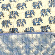 ORGANIC COTTON BABY QUILT - BLUE ELEPHANT