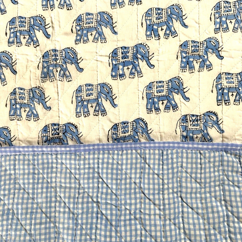 BABY QUILT - BLUE ELEPHANT