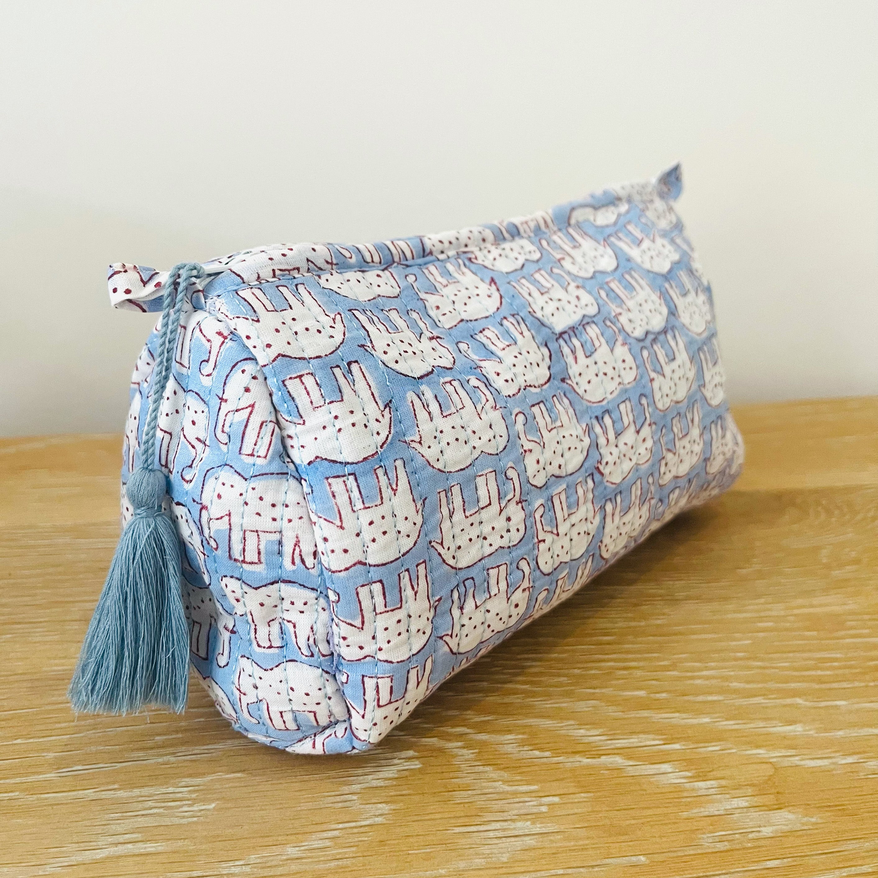WASH BAG + MAKE UP POUCH SET - BLUE ELEPHANT
