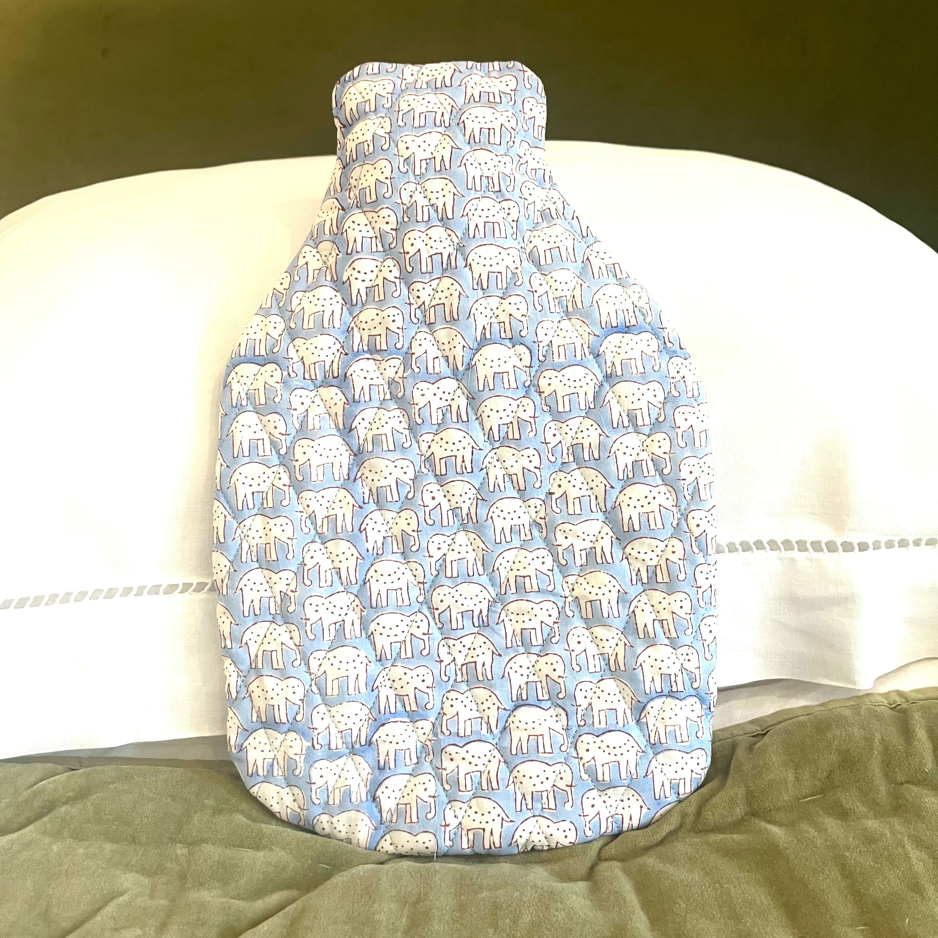 HOT WATER BOTTLE -  BLUE ELEPHANT