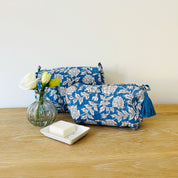 WASH BAG + MAKE UP POUCH SET - BLUE FLORAL