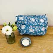 LARGE COTTON WASH BAG - BLUE FLORAL (Was £24)