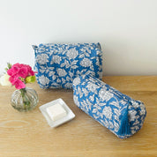 WASH BAG + MAKE UP POUCH SET - BLUE FLORAL