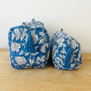 WASH BAG + MAKE UP POUCH SET - BLUE FLORAL
