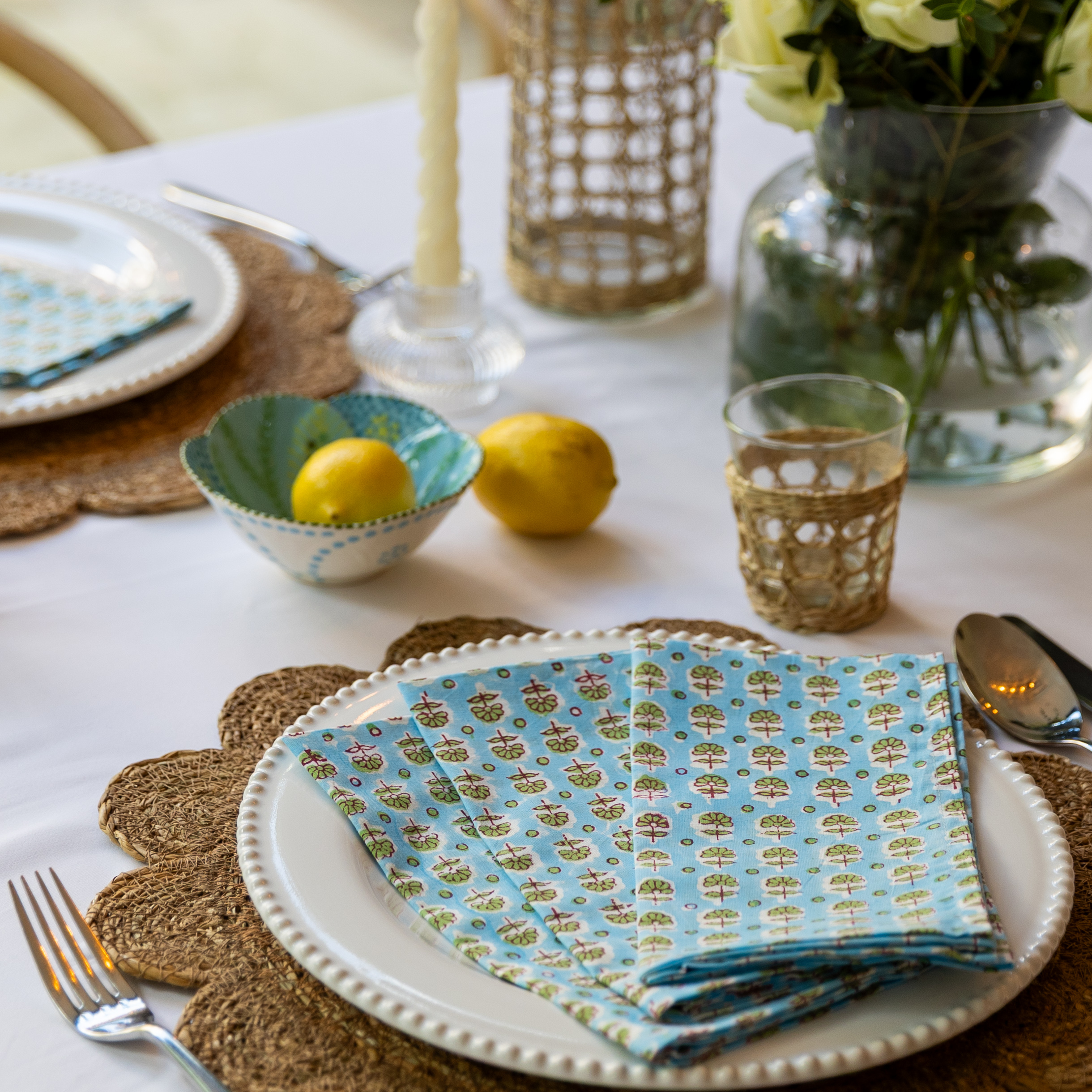 LIGHTWEIGHT NAPKINS - BLUE FORGET ME NOT