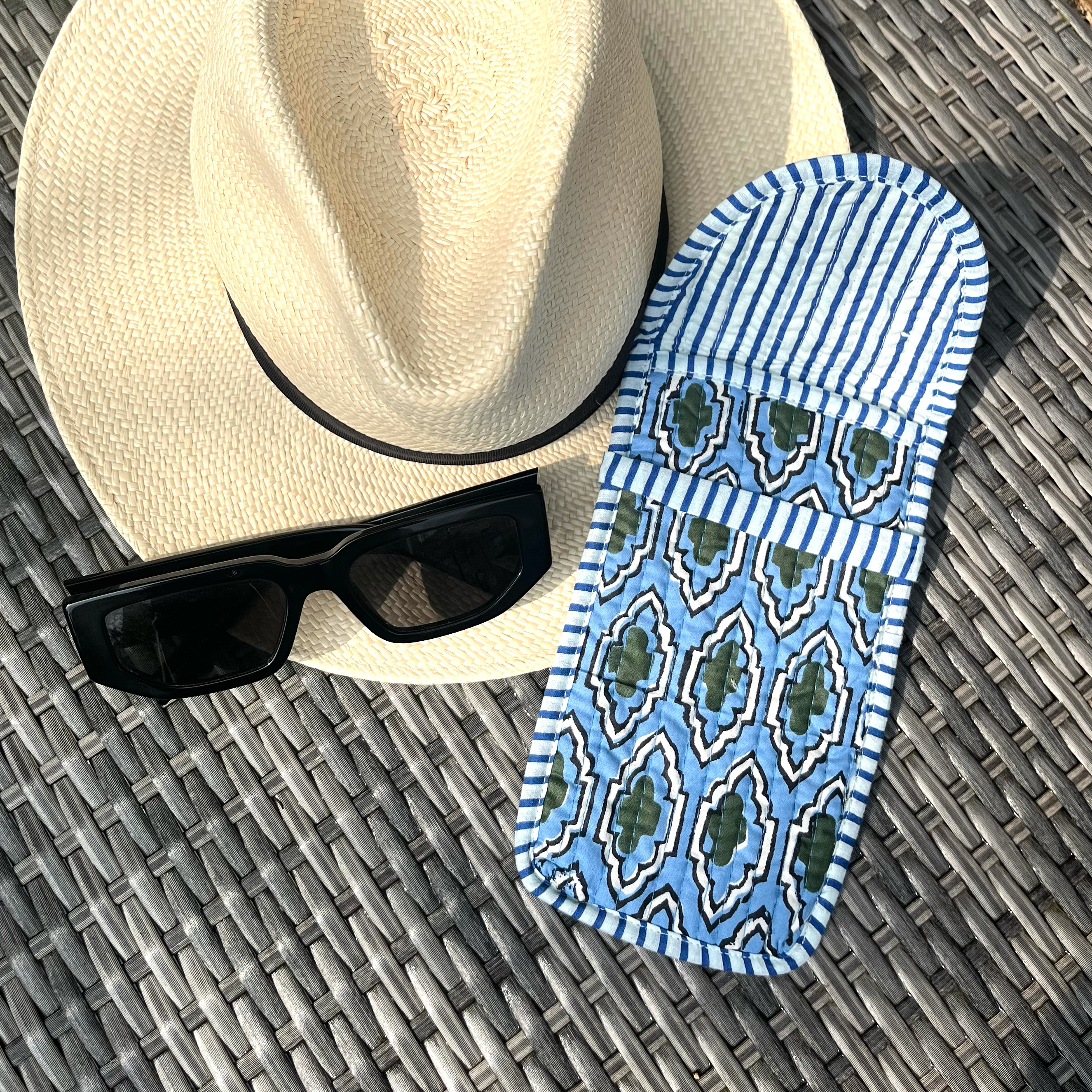 COTTON GLASSES CASE - BLUE IKAT