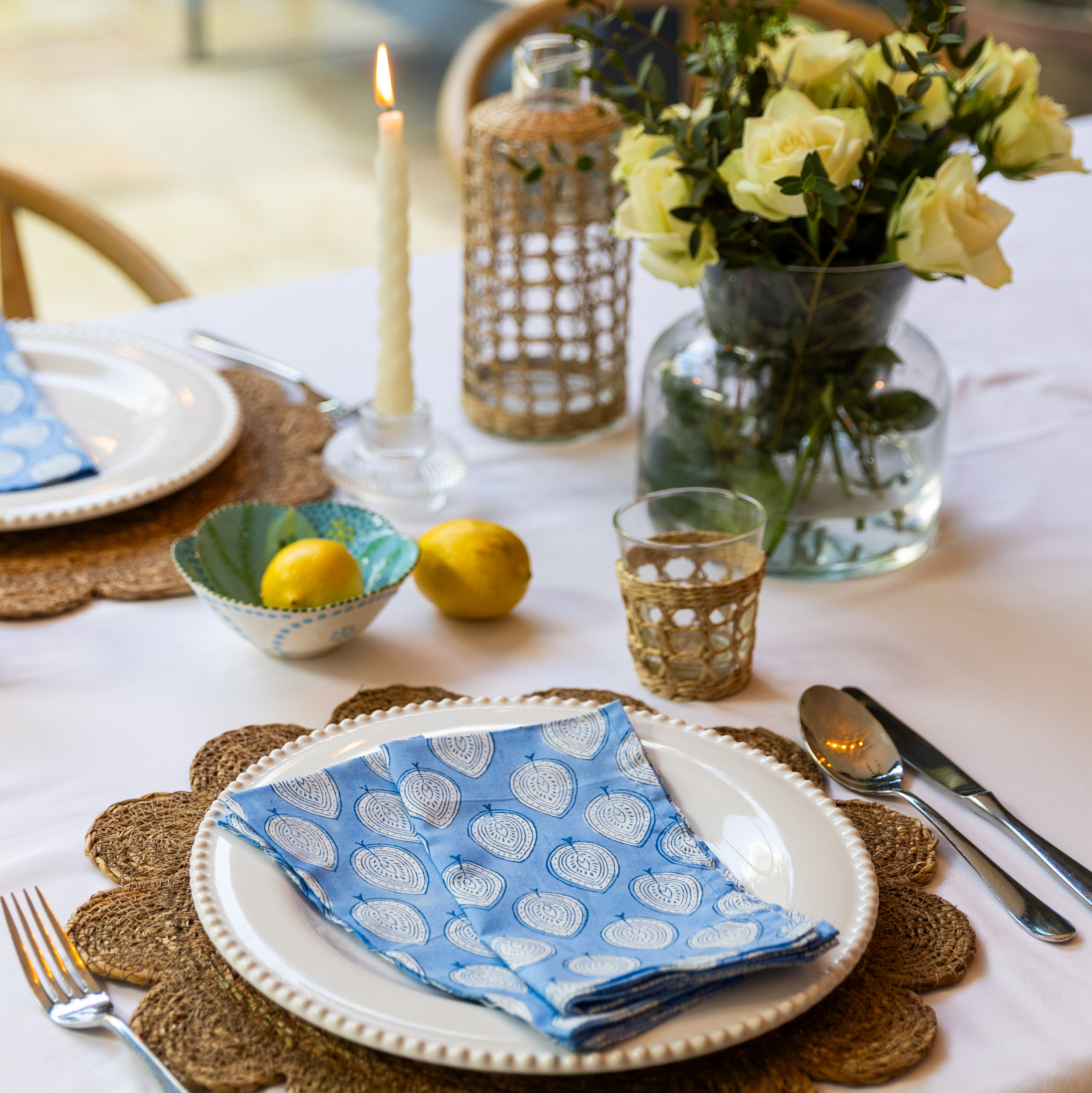 LIGHTWEIGHT NAPKINS - BLUE LEAF