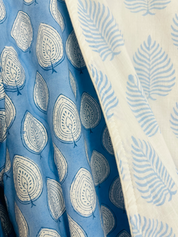 COTTON HOODED ROBE - BLUE LEAF