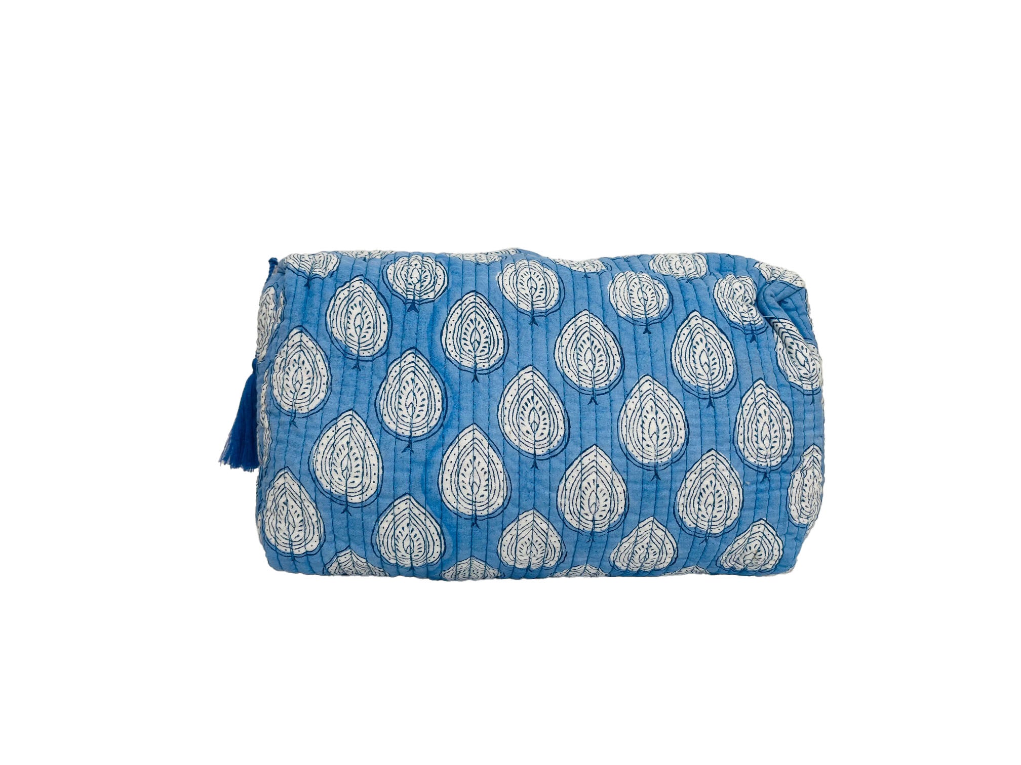 COTTON WASH BAG - BLUE LEAF