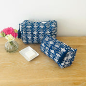 WASH BAG + MAKE UP POUCH SET - BLUE LOTUS