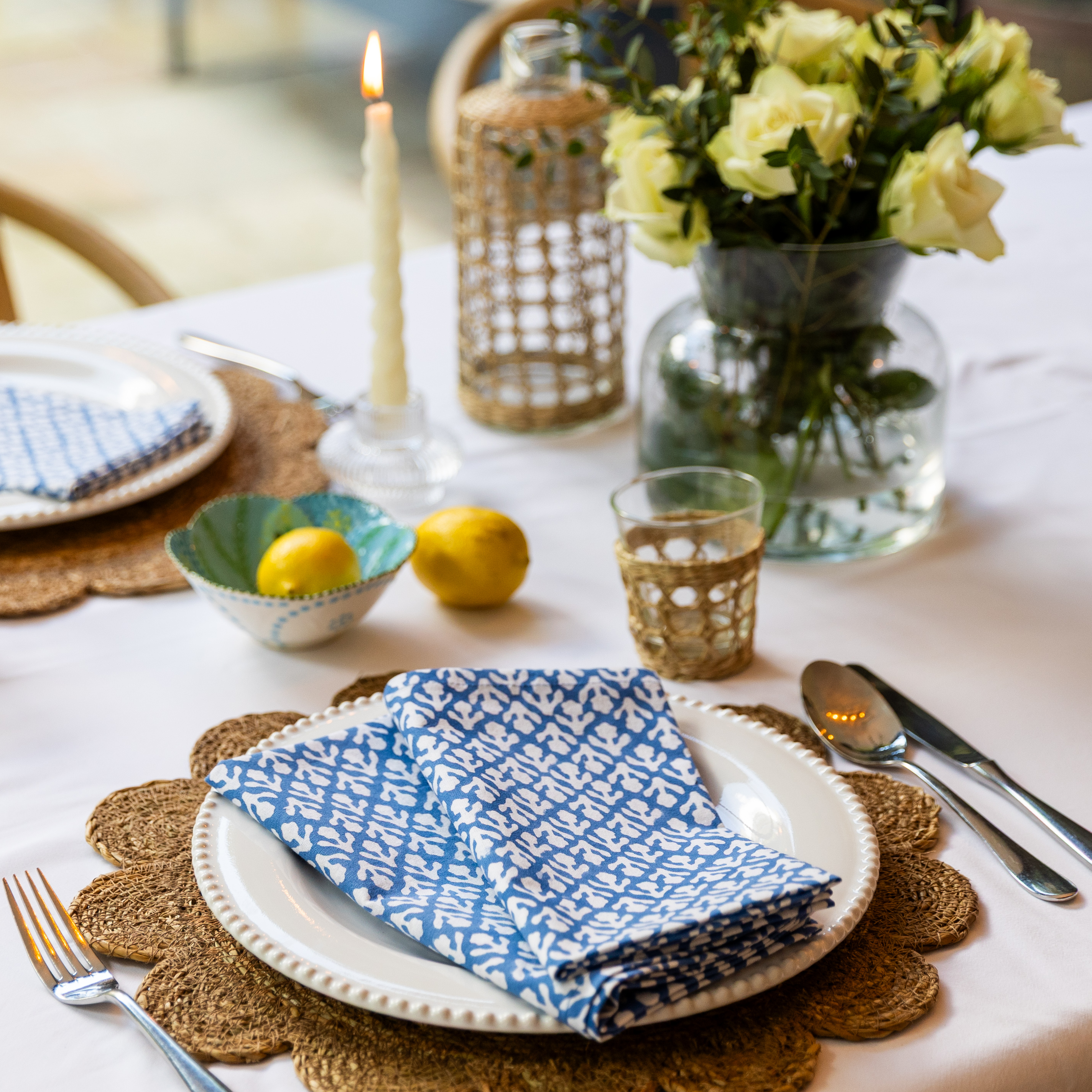 THICKER WEAVE NAPKINS - COBALT BLUE MOTIF