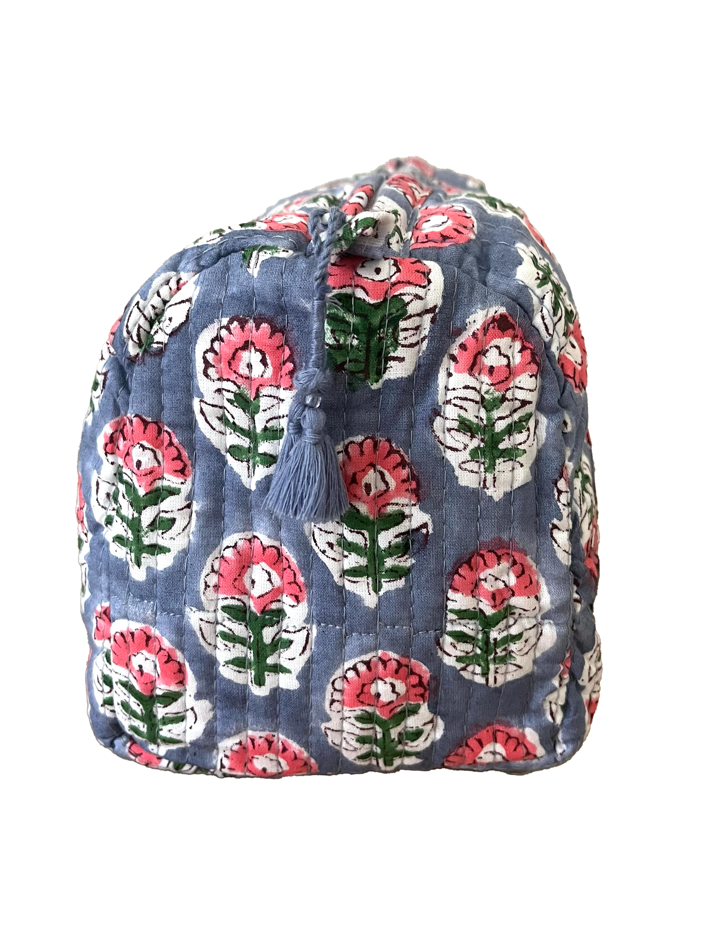SMALL COTTON WASH BAG - BLUE/PINK DAISY (Was £17)