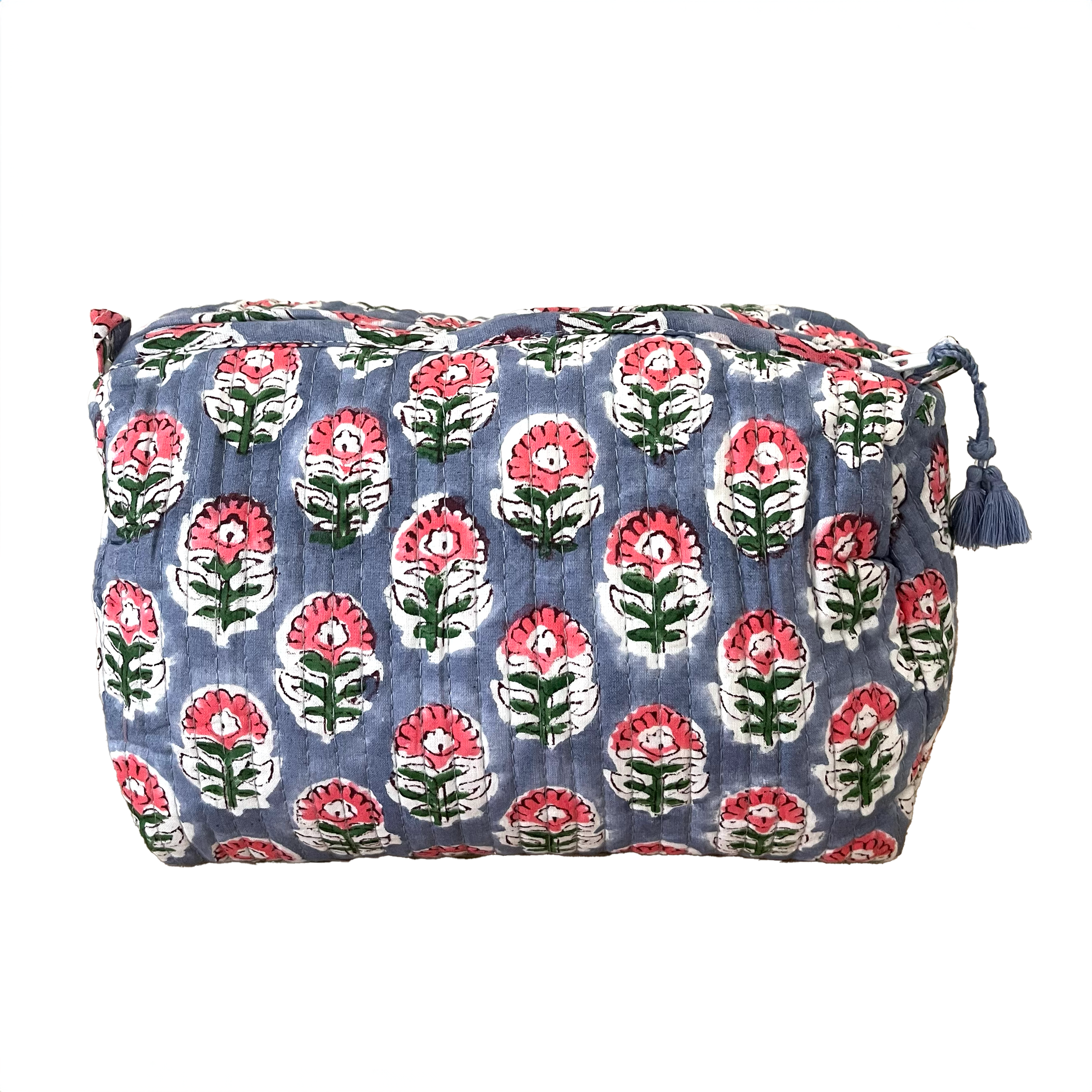 SMALL COTTON WASH BAG - BLUE/PINK DAISY (Was £17)
