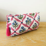 WASH BAG + MAKE UP POUCH SET - BLUE TRELLIS