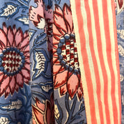 COTTON  BLOCK PRINT KIMONO - BLUE  AND SALMON PINK