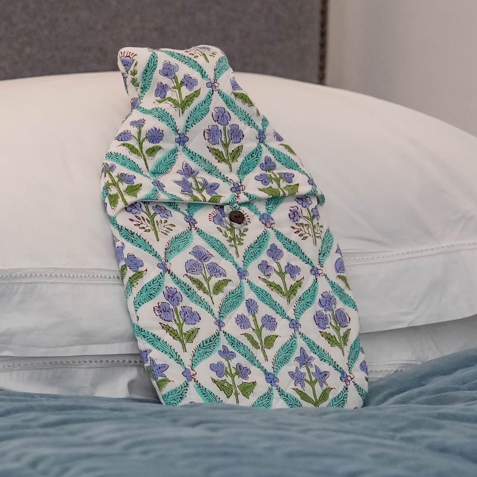 HOT WATER BOTTLE -  BLUE TRELLIS