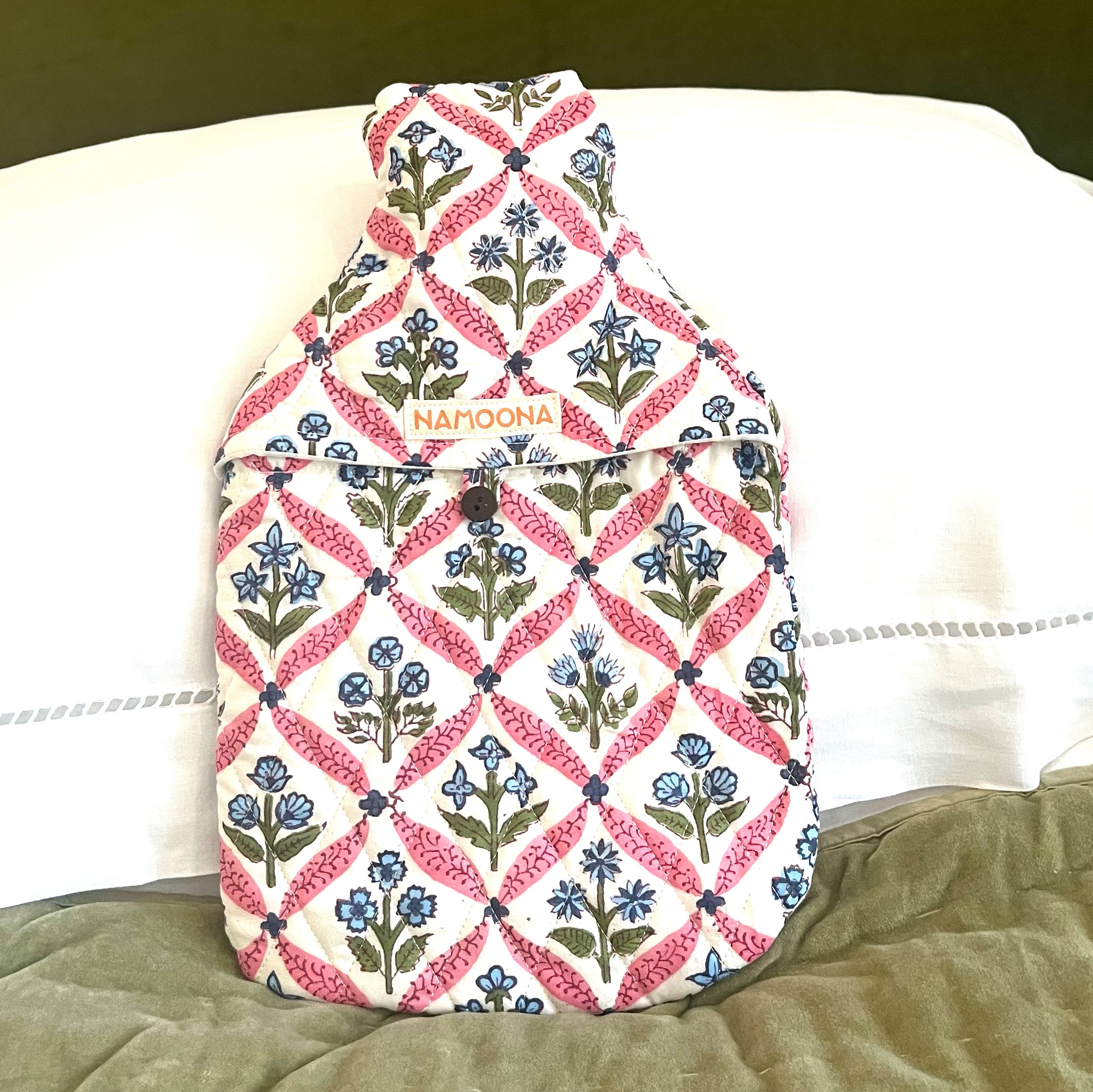 HOT WATER BOTTLE -  BLUE TRELLIS