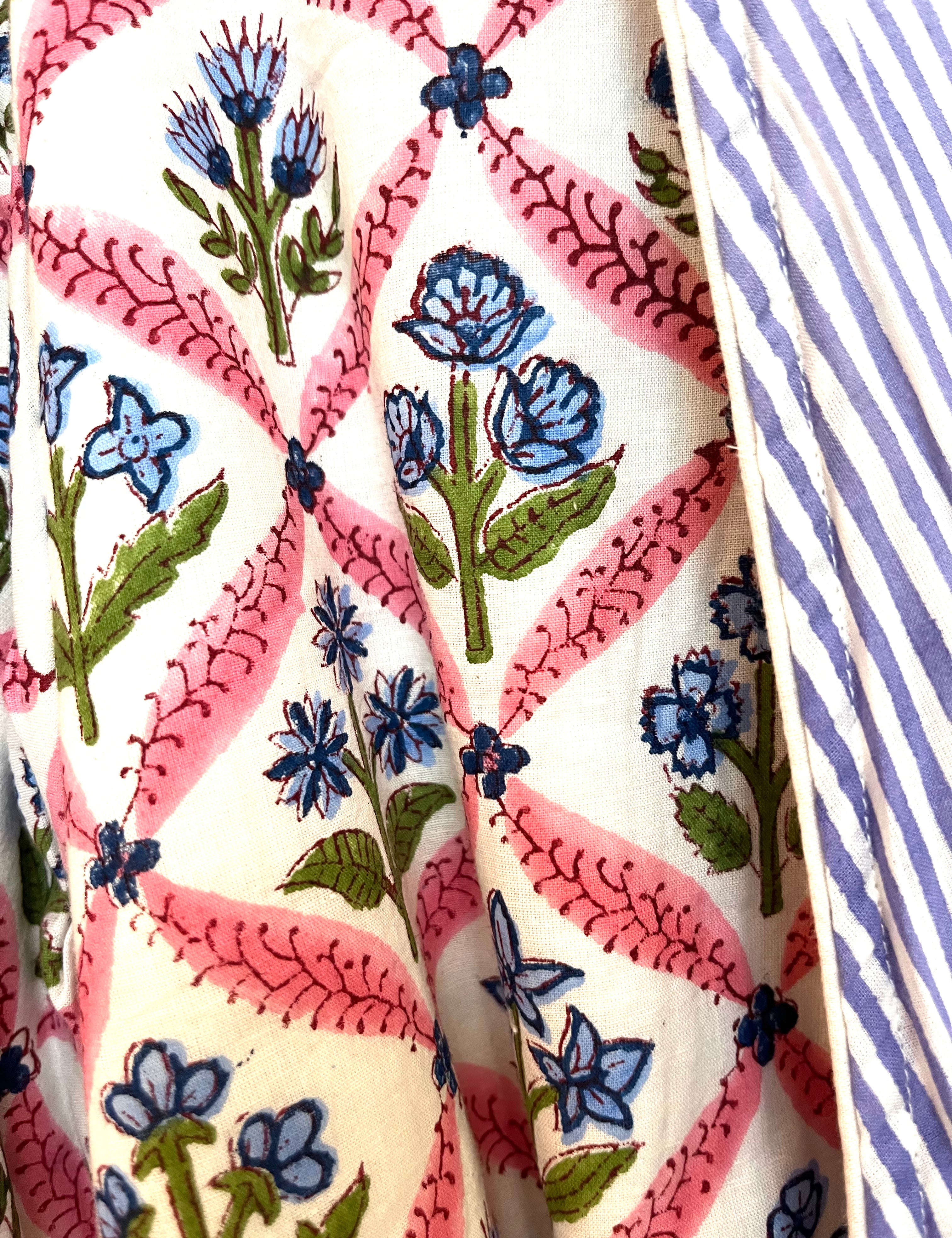 HOODED ROBE - BLUE TRELLIS