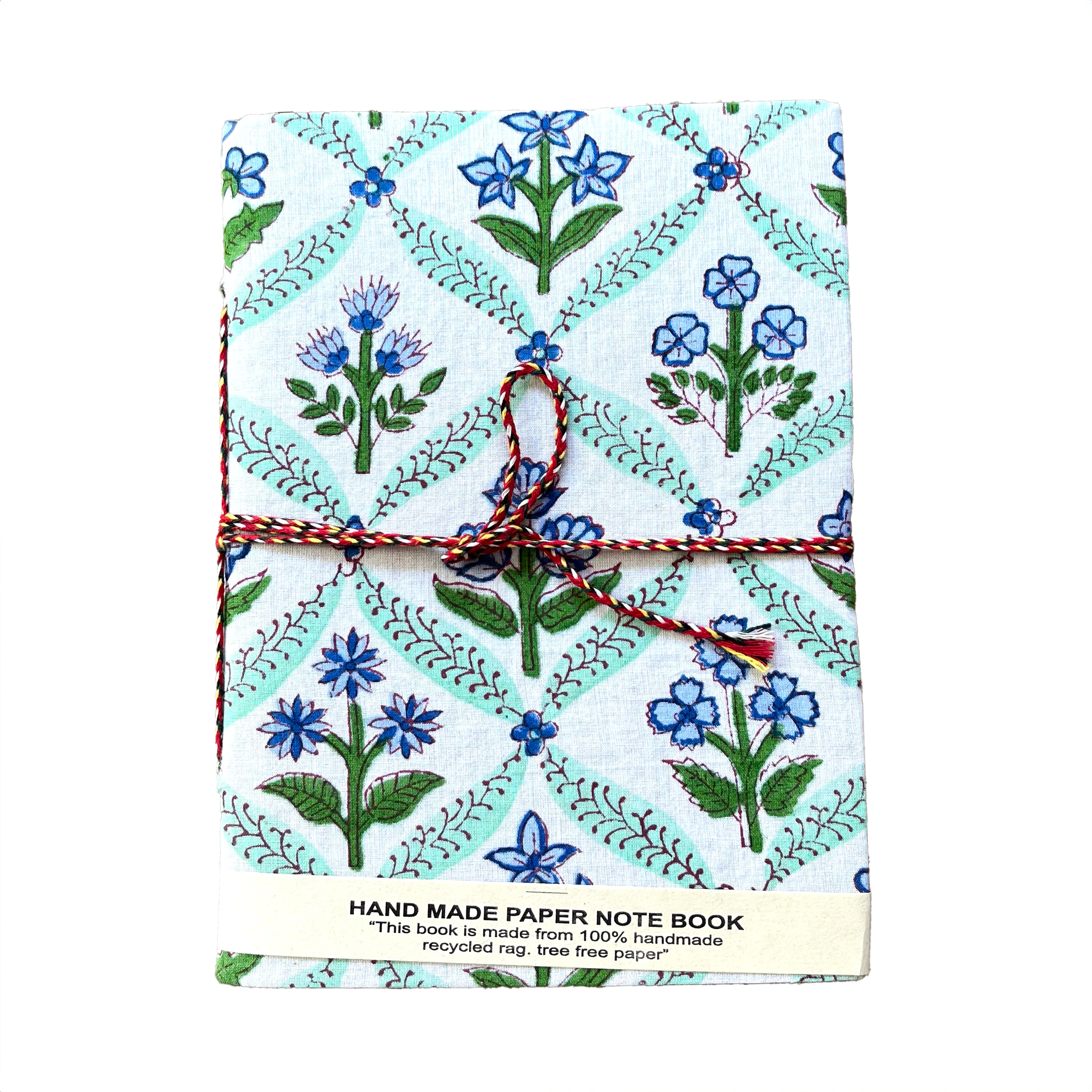 HAND MADE NOTEBOOK - BLUE TRELLIS