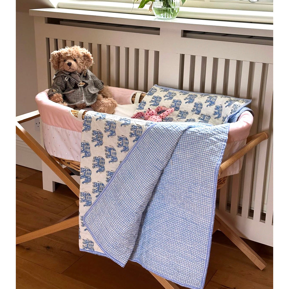 BABY QUILT - BLUE ELEPHANT