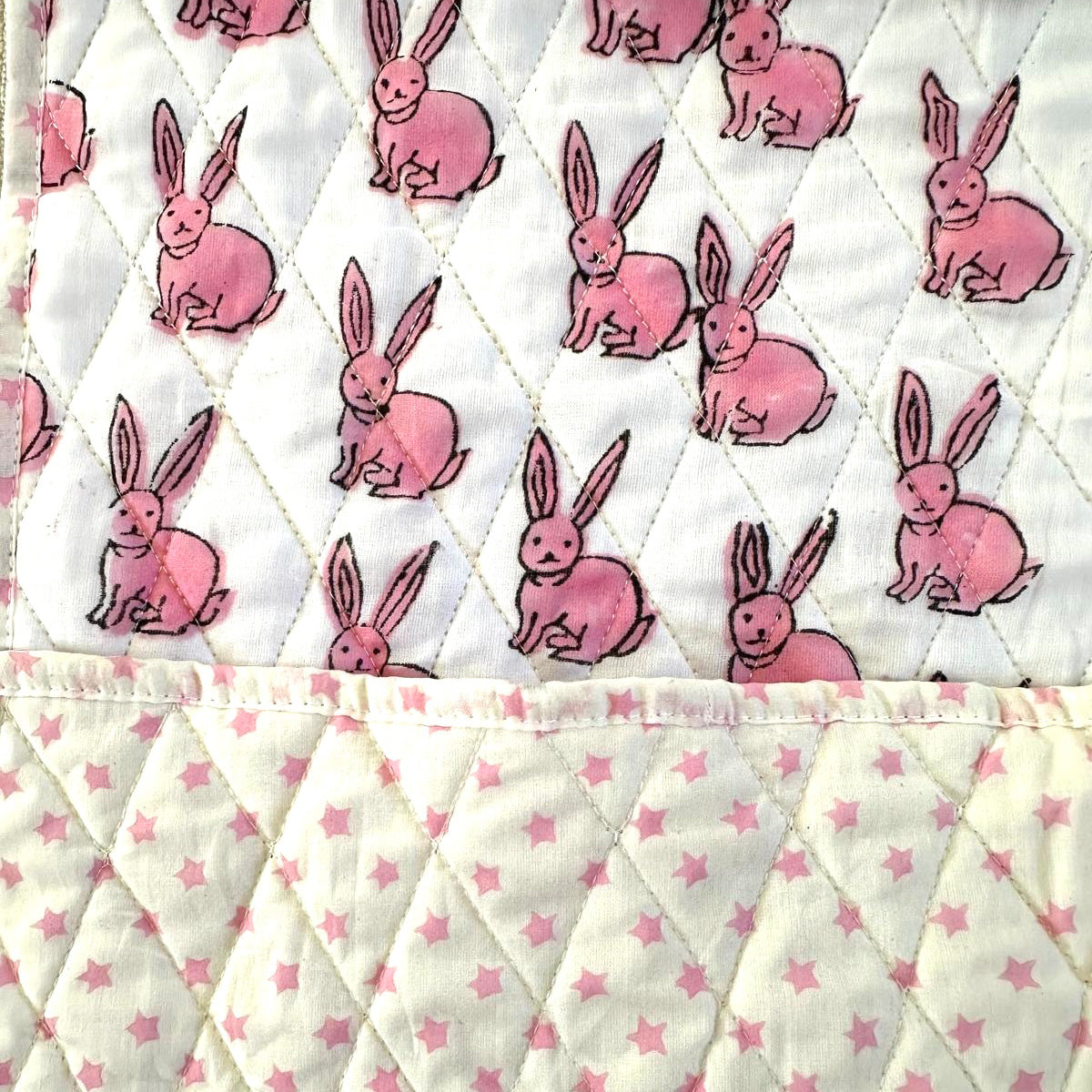 ORGANIC COTTON BABY QUILT - PINK BUNNY