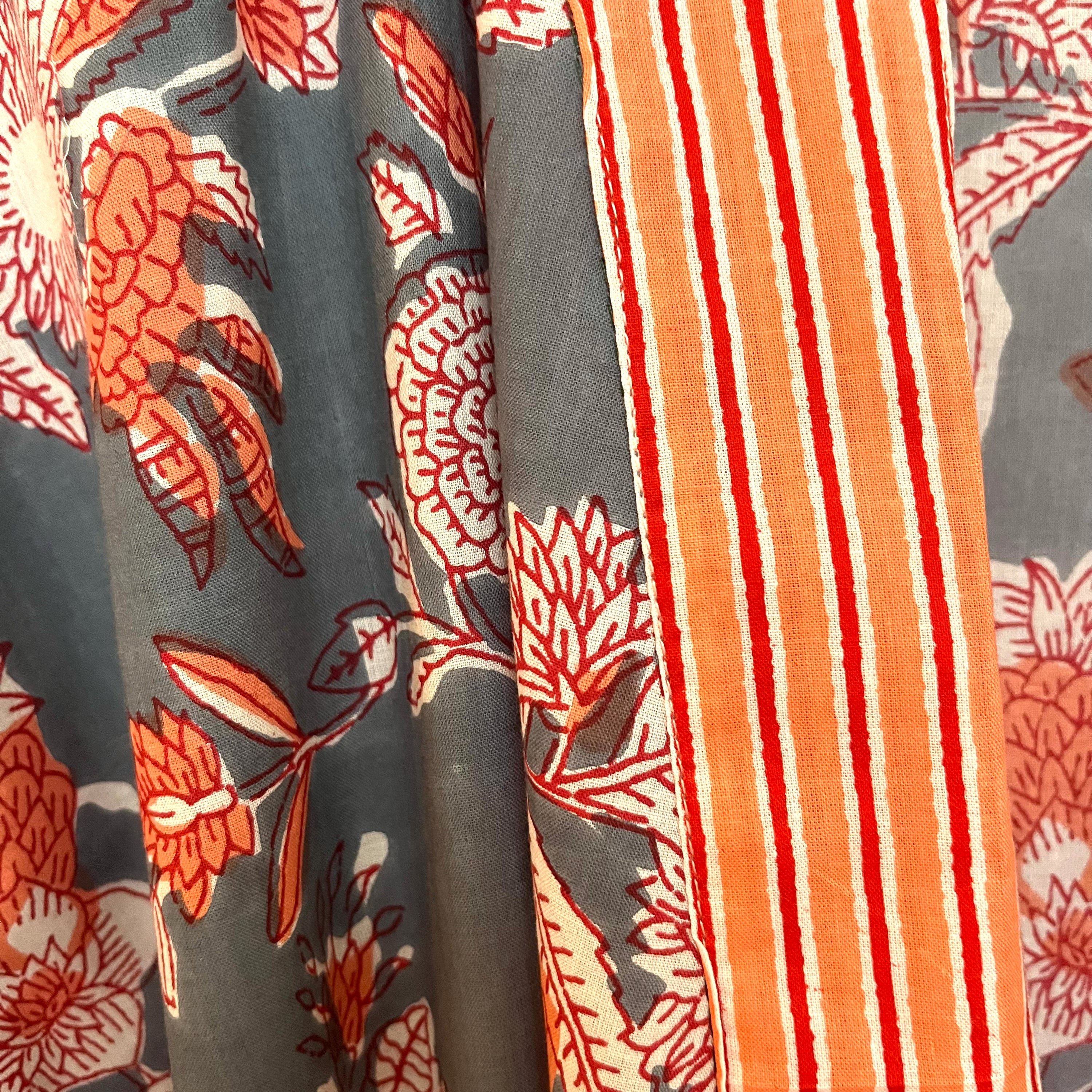 COTTON BLOCK PRINT KIMONO - BURNT ORANGE AND BLUE