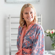 COTTON BLOCK PRINT KIMONO - BURNT ORANGE AND BLUE
