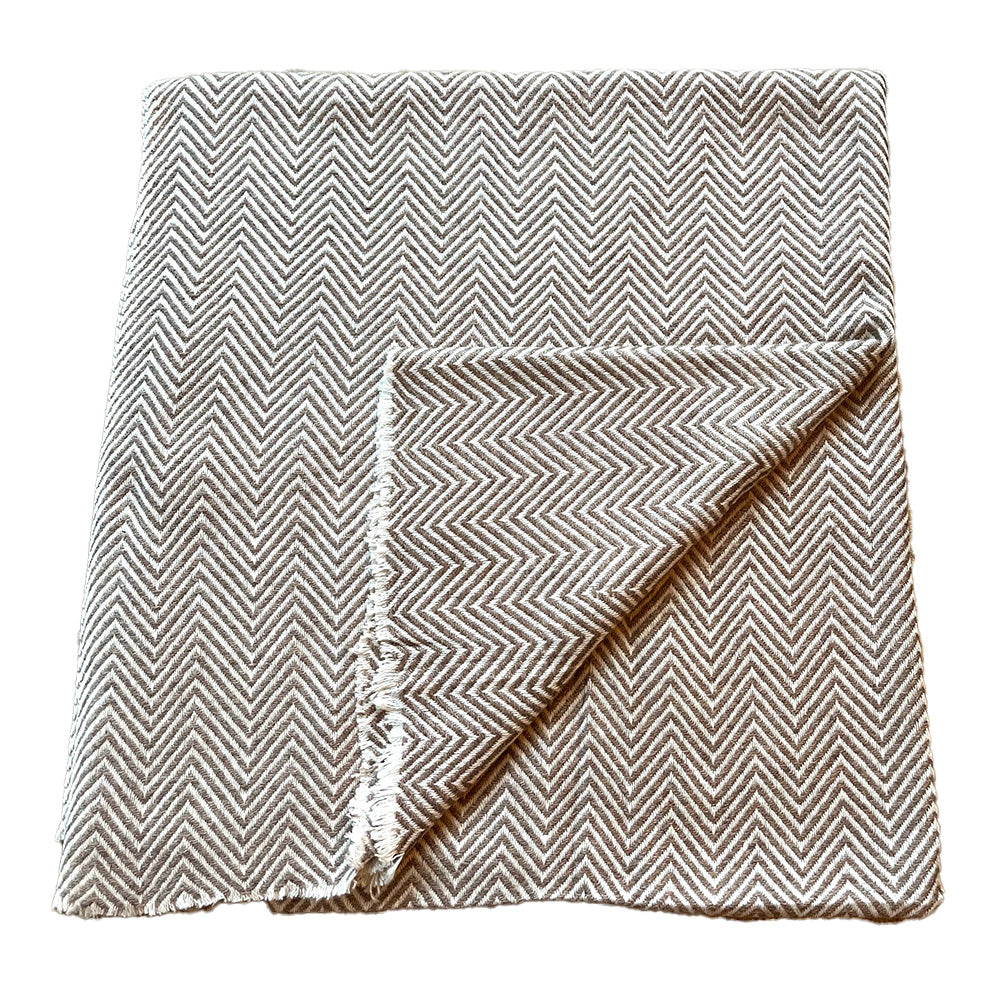 WOOL BLEND BLANKET - CAPPUCCINO