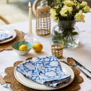 THICKER WEAVE NAPKINS - COBALT BLUE FLORAL