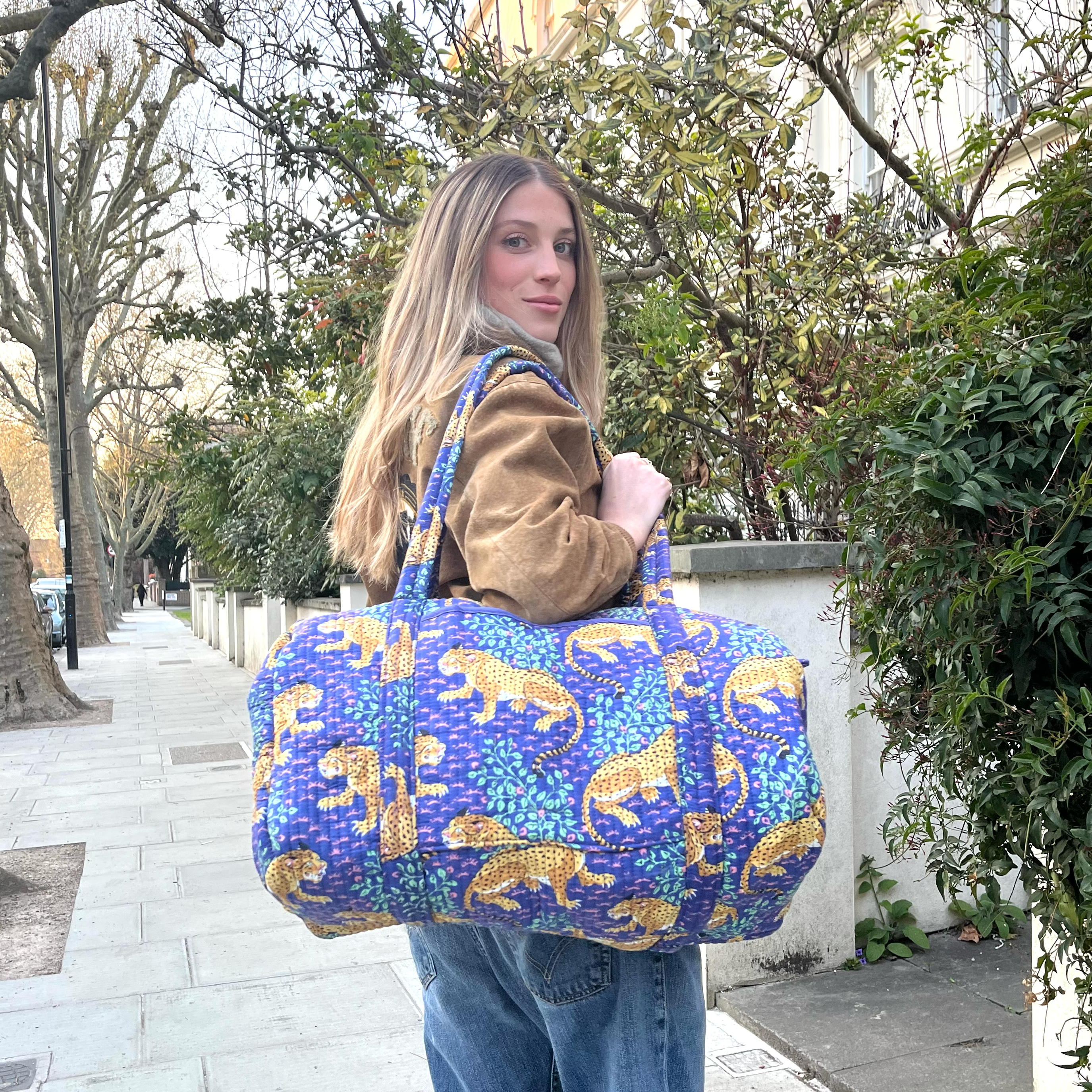 WEEKEND BAG - COBALT BLUE LEOPARD
