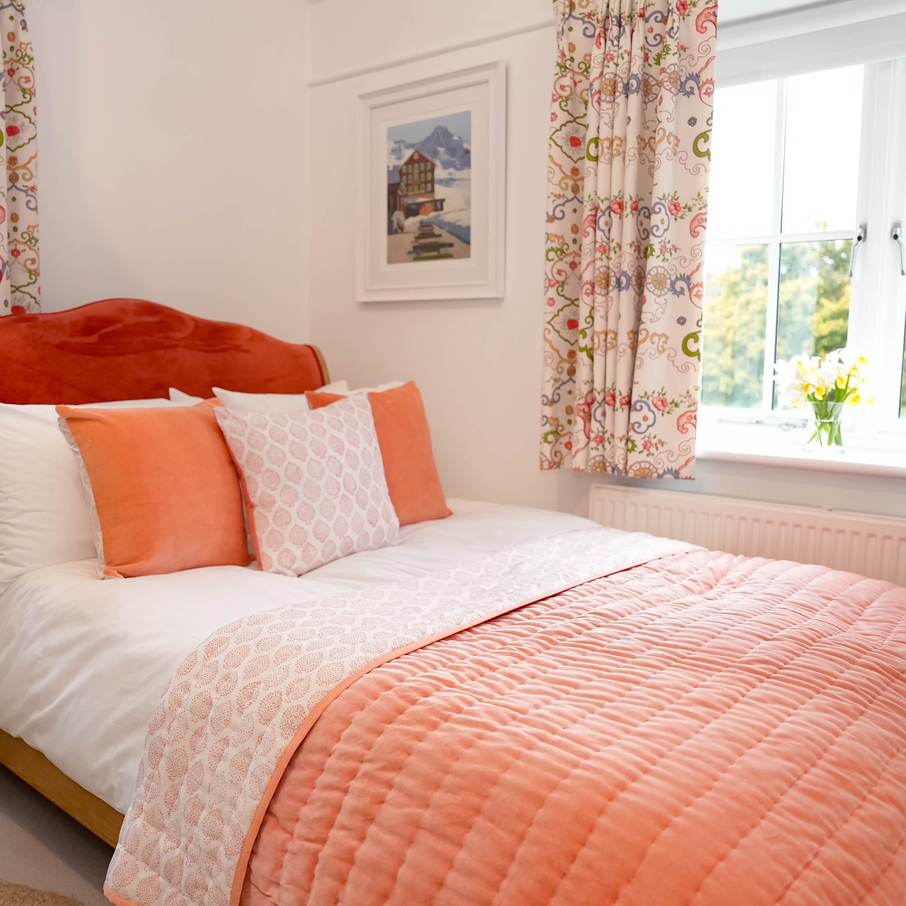 VELVET QUILT - CORAL PINK - Was £135