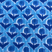 QUILTED COTTON TOTE BAG -CORNFLOWER BLUE