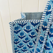 QUILTED COTTON TOTE BAG -CORNFLOWER BLUE