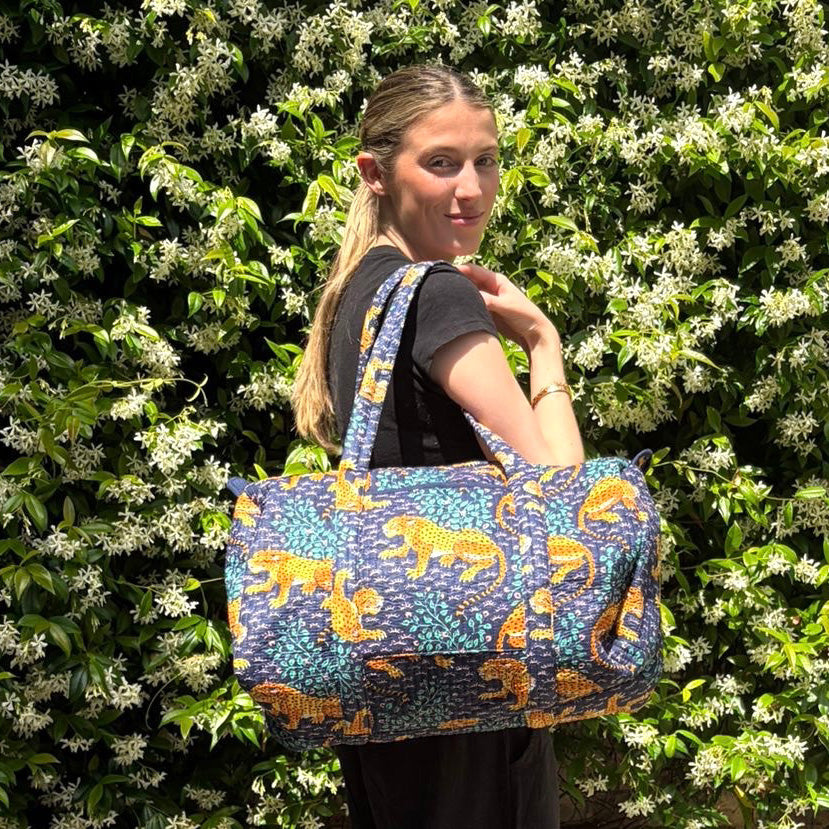 WEEKEND BAG - DARK BLUE LEOPARD
