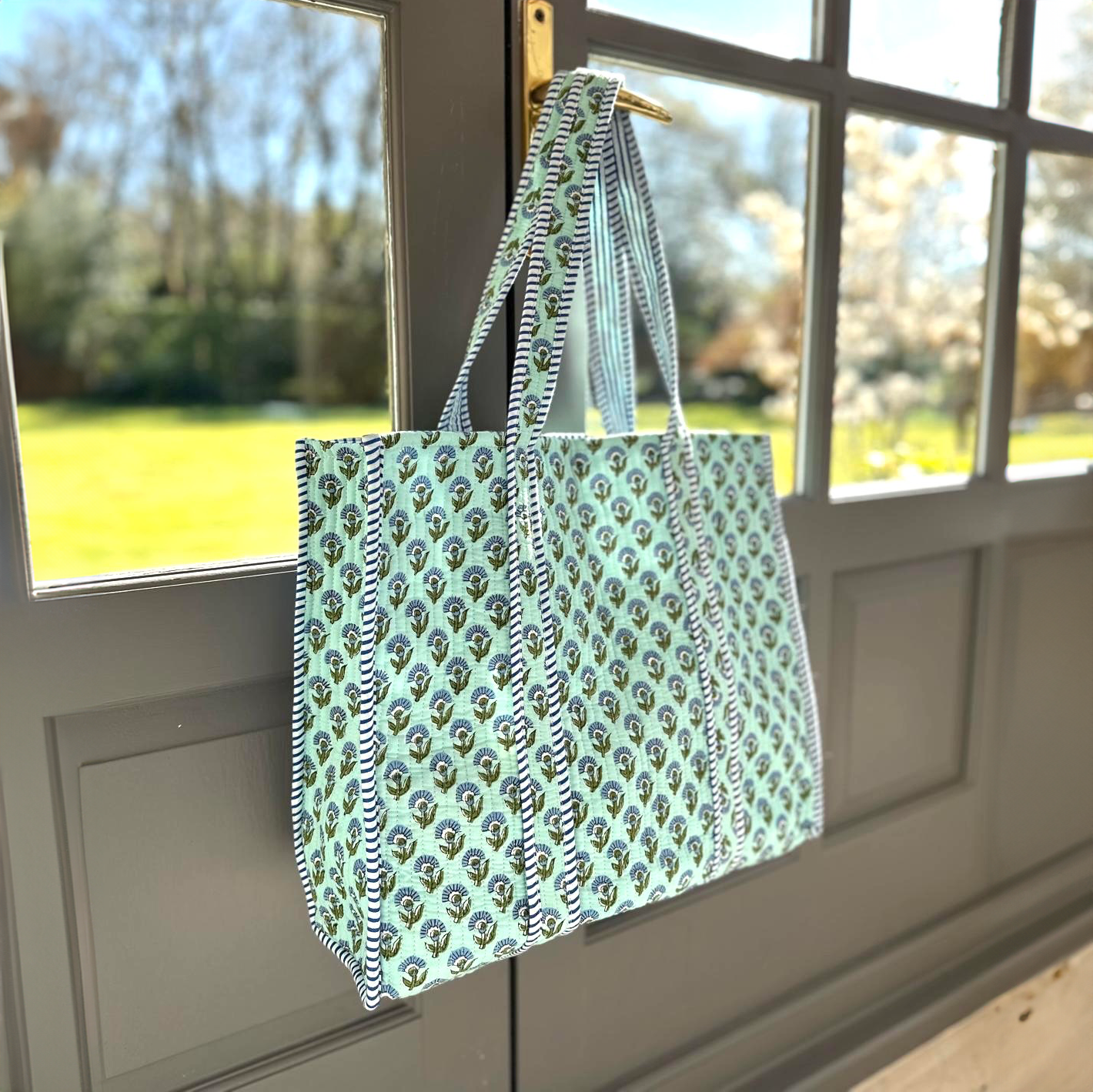 COTTON TOTE BAG -PALE TURQUOISE
