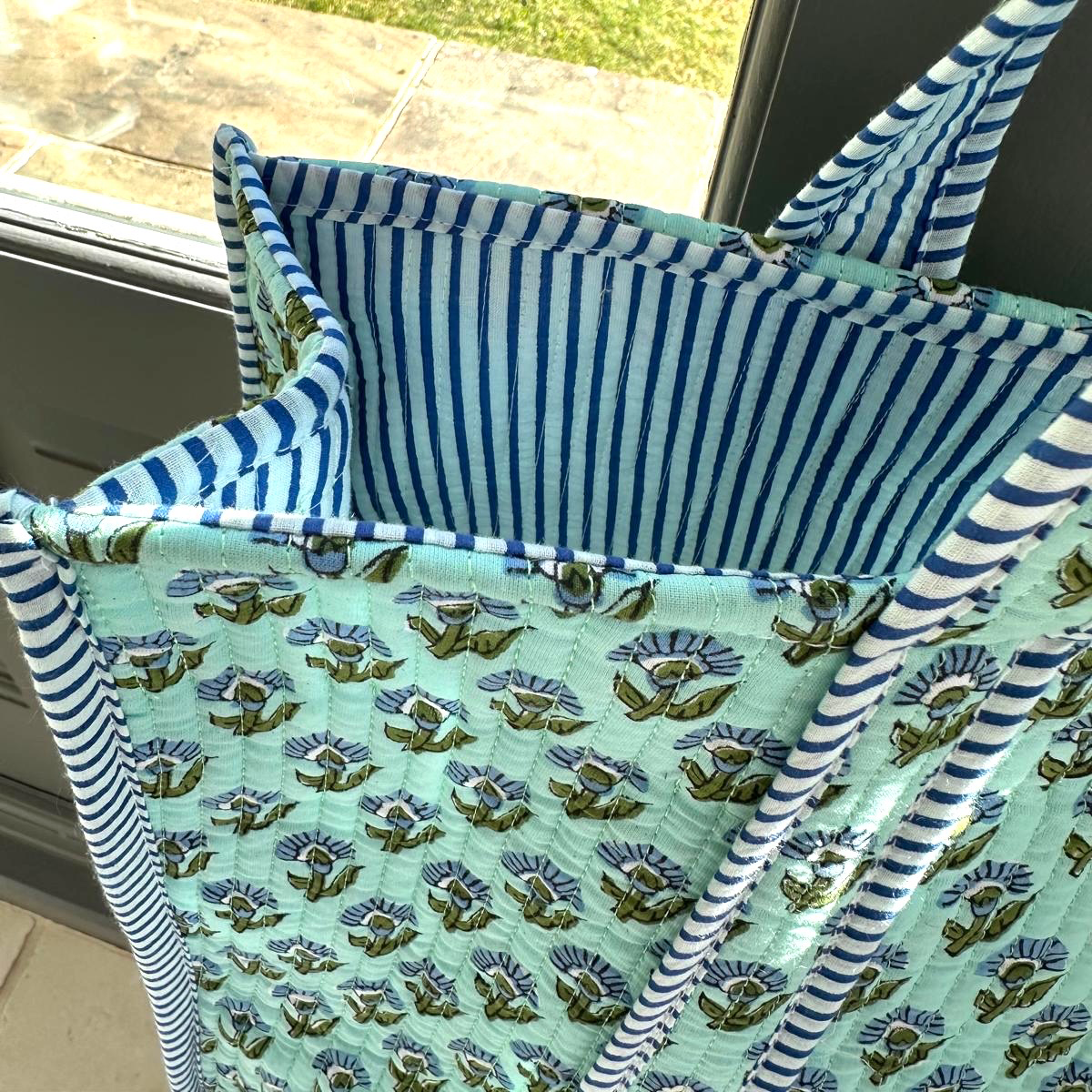 COTTON TOTE BAG -PALE TURQUOISE