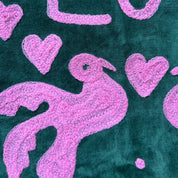 VELVET LOVE BAG- FOREST GREEN AND PINK