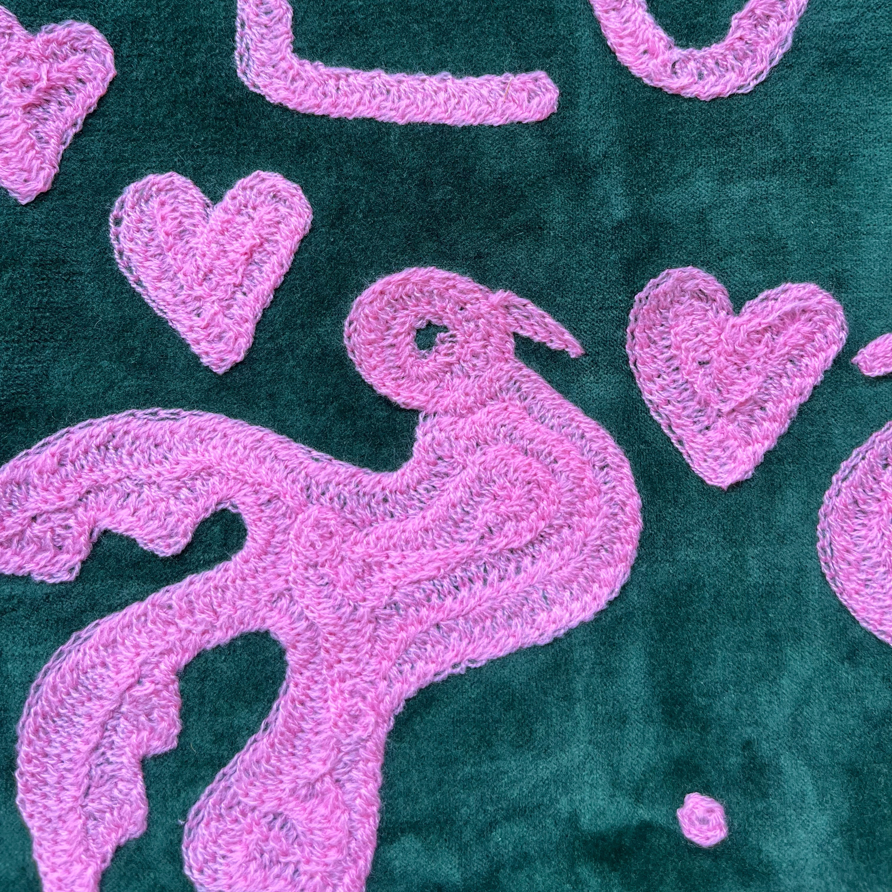 VELVET LOVE BAG- FOREST GREEN AND PINK