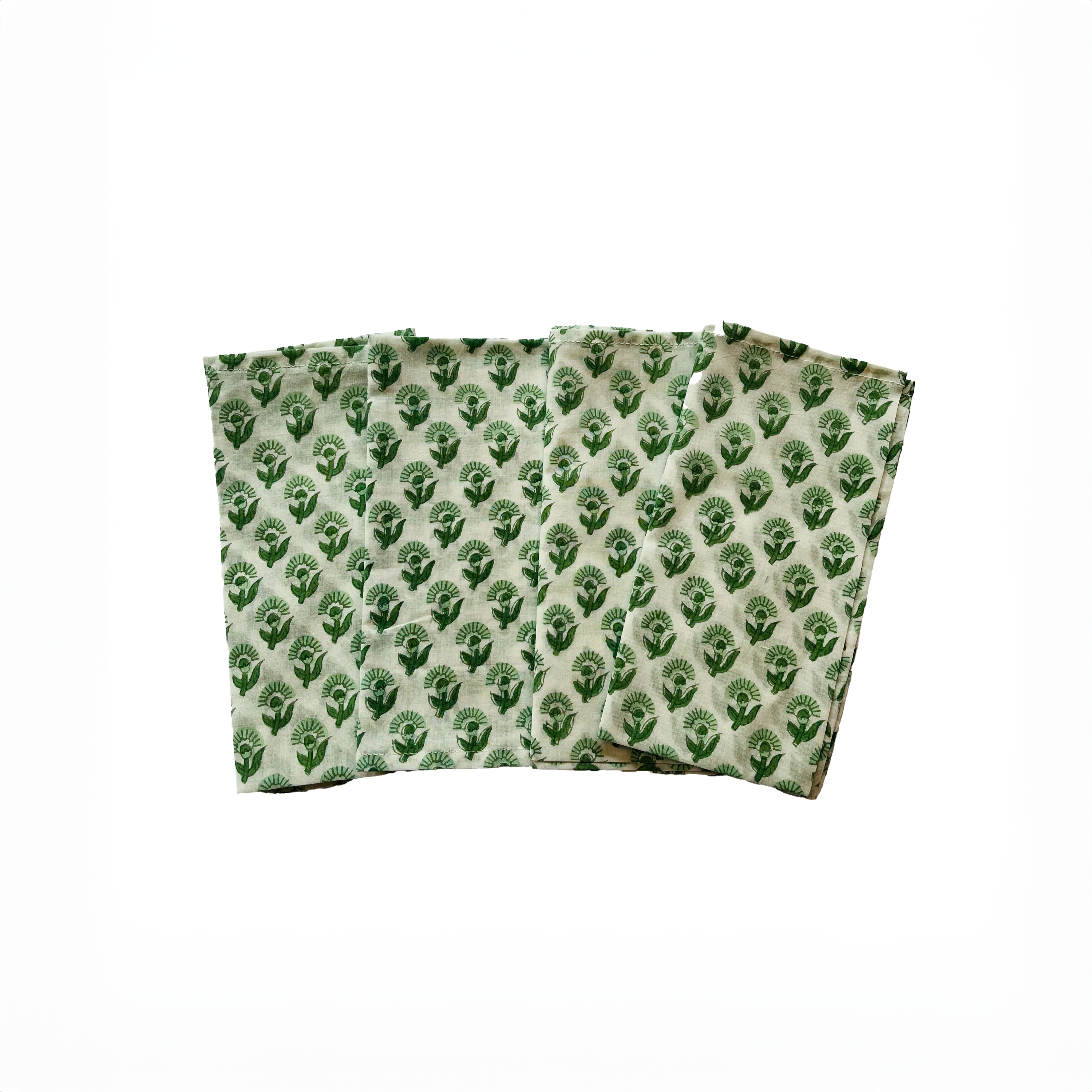 COTTON NAPKINS - GREEN FLOWER