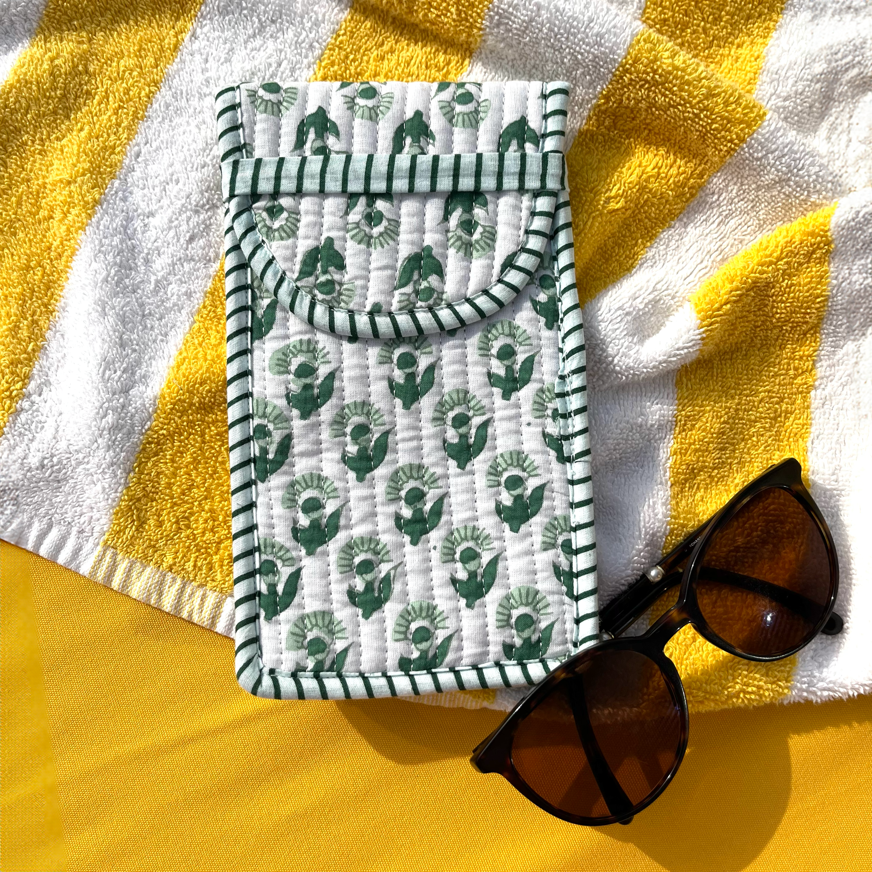 COTTON GLASSES CASE - GREEN BUTI