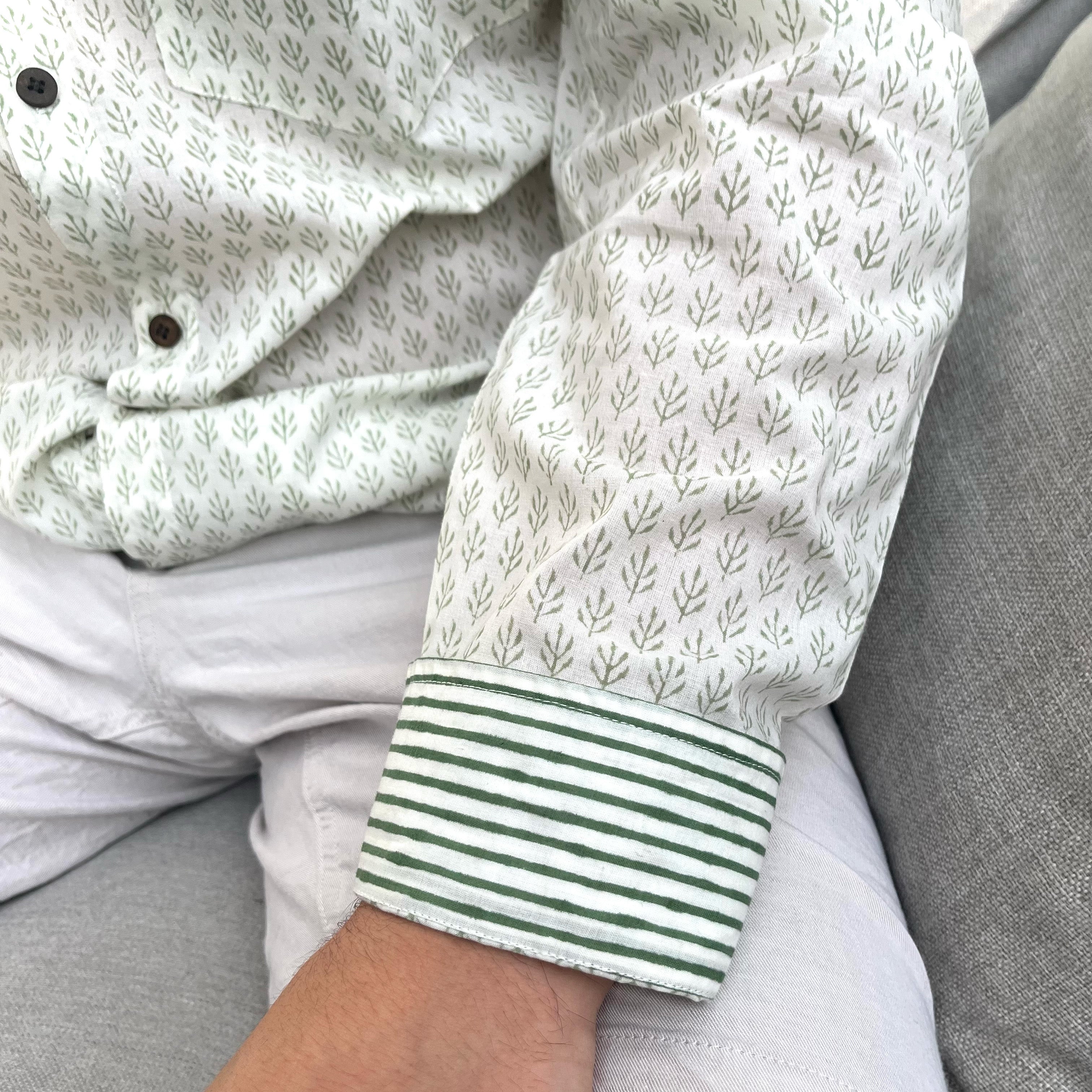 COTTON SHIRT  -  SAGE GREEN