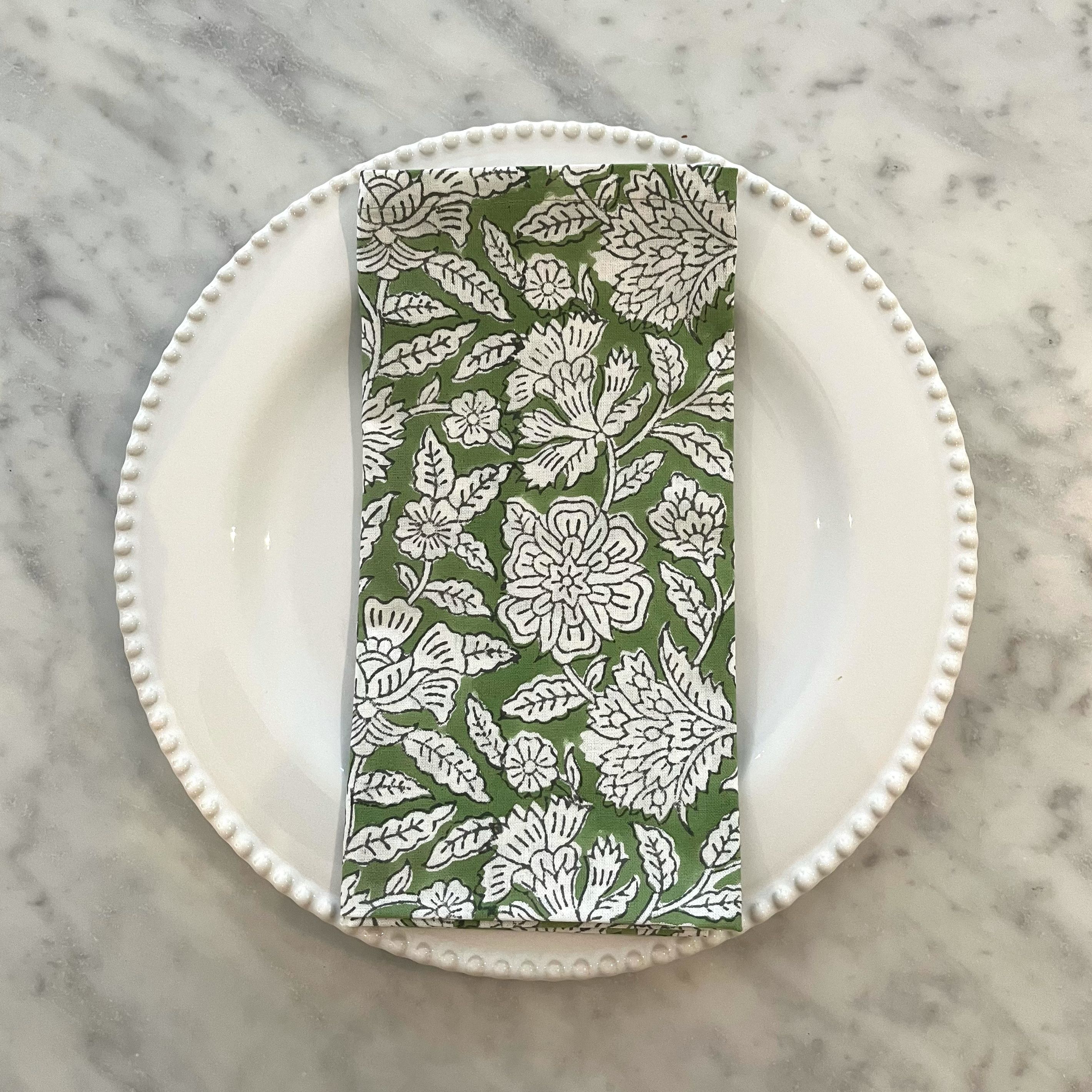 THICKER WEAVE NAPKINS - SAGE GREEN FLORAL