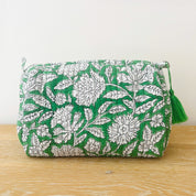 WASH BAG + MAKE UP POUCH SET - GREEN FLORAL
