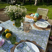 HAND BLOCK TABLECLOTH - SAGE GREEN FLORAL